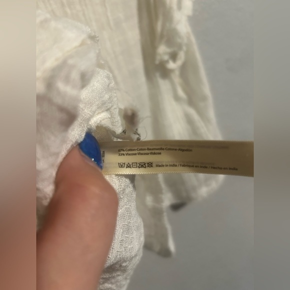 Free People Naya Top Alabaster Fp One V Neck Ruffle Button Blouse - Picture 9 of 10